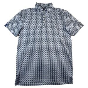 Donald Ross Sport Blue All Over Skull Print Golf Polo Shirt Mens Size S